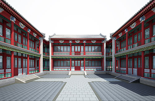 翠屏北京四合院设计古建筑鸟瞰图展示