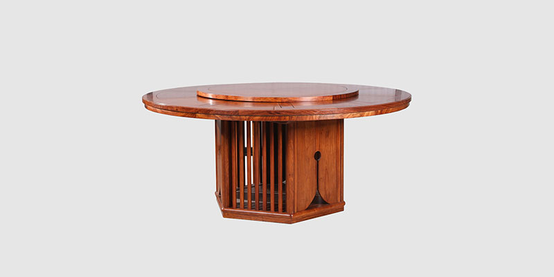 翠屏中式餐厅装修天地圆台餐桌红木家具效果图